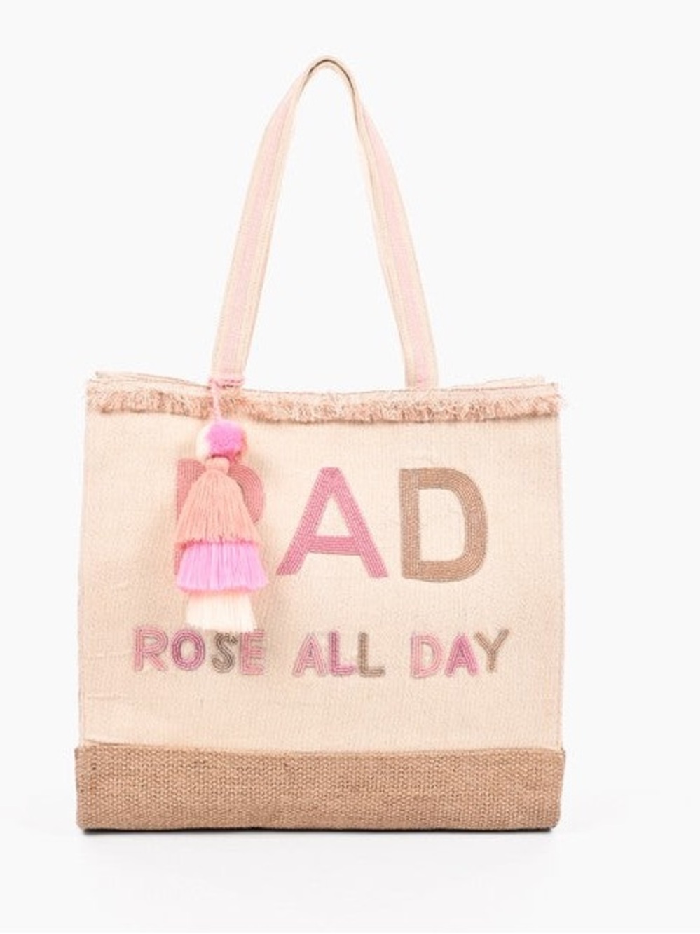 RAD Rosé All Day Canvas Tote Bag in Cream and Pink - Picture 3 of 9